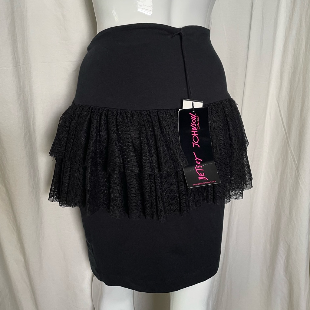 Vintage Madin Usa Betsey Johnson Cotton Tutu Peplum Stretch Skirt